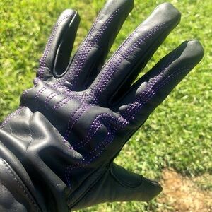 Luxurious Black Gloves with Purple Accents